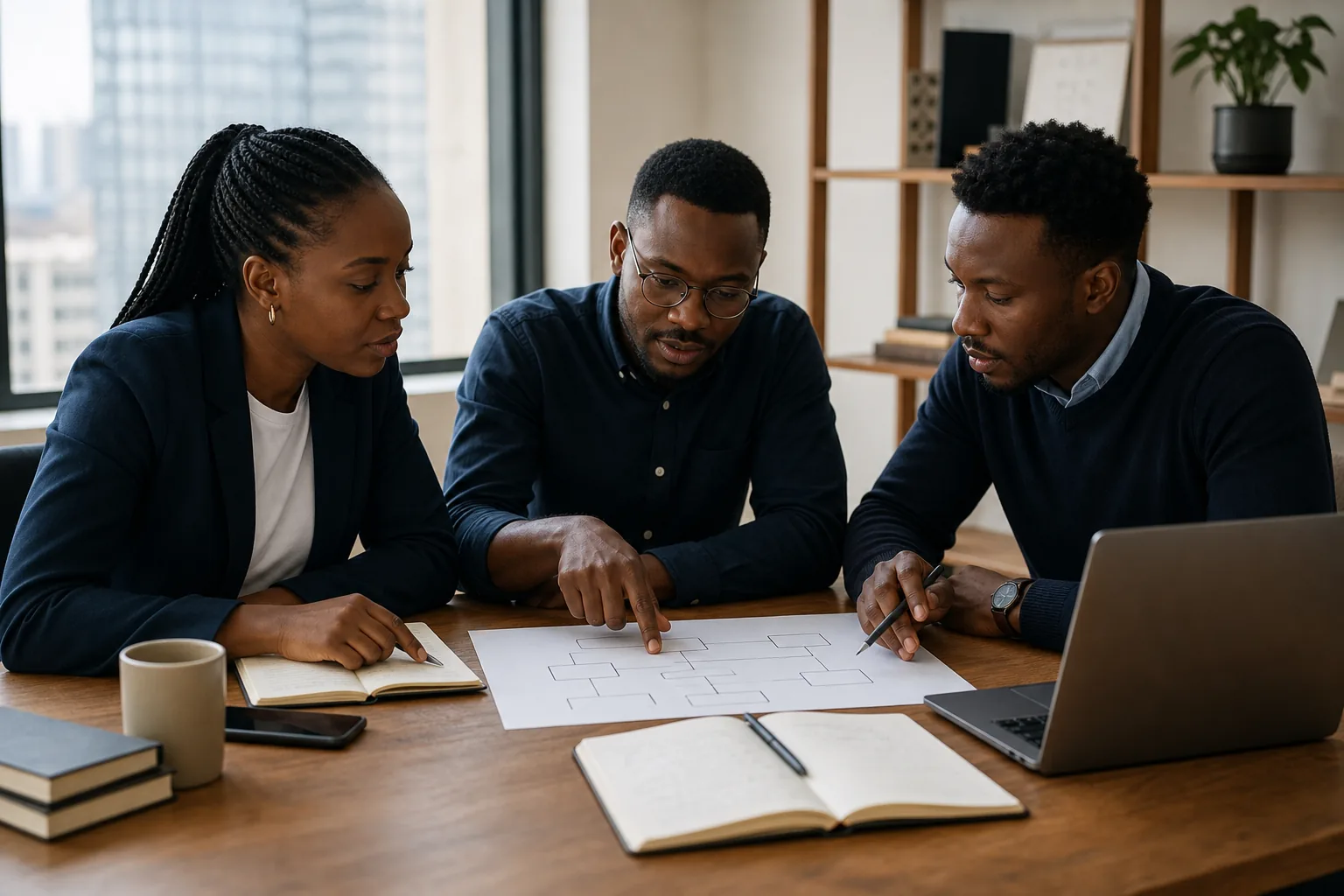 Kenyan founders reviewing company plans and legal documents